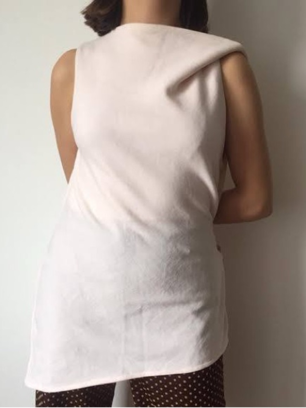 COS Pale Cream Asymmetrical Sleeveless Dress